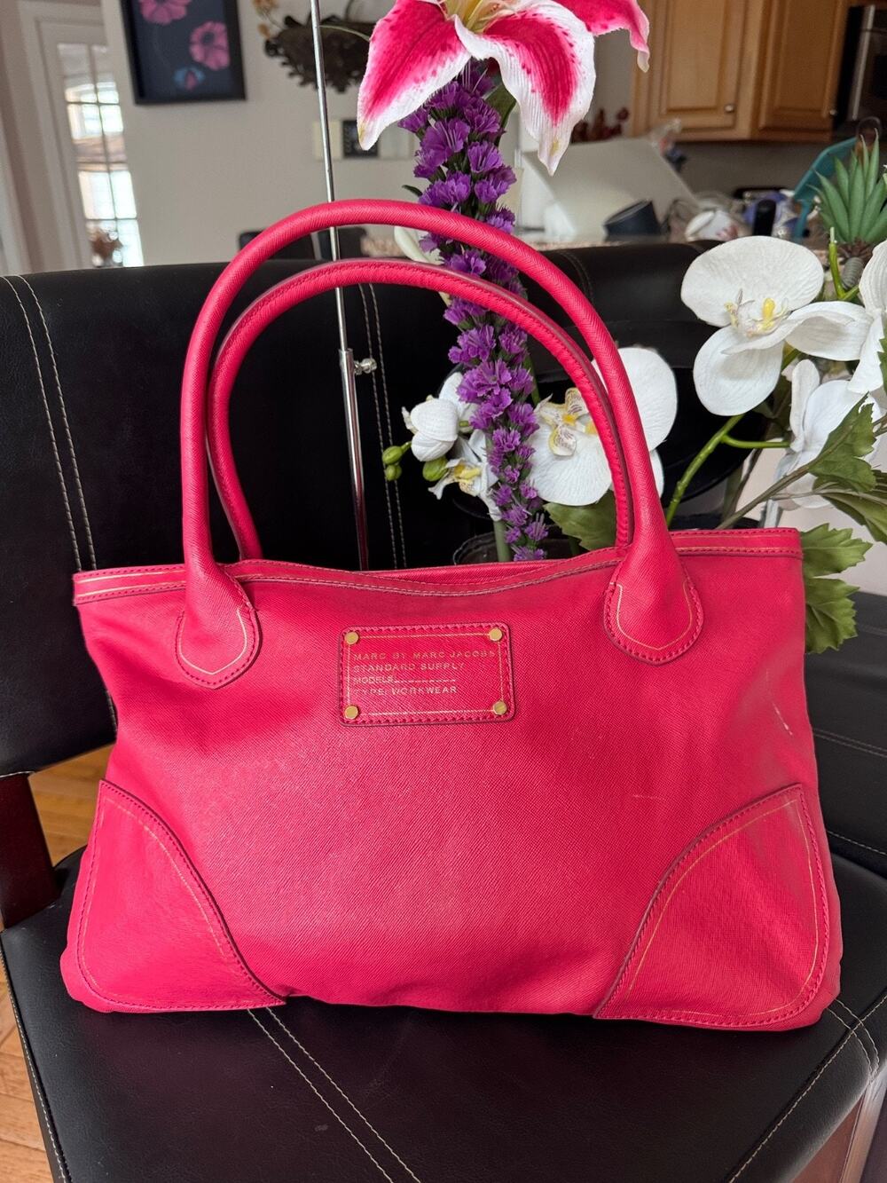 MARC JACOBS FUSCHIA PINK LEATHER TOTE (300